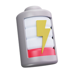 3D Low Battery Warning Power Icon