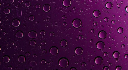 Purple water droplets on a surface