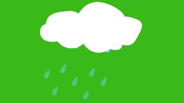 Animated rain cloud on green screen. Perfect for weather apps, cartoons, or rainy day projects