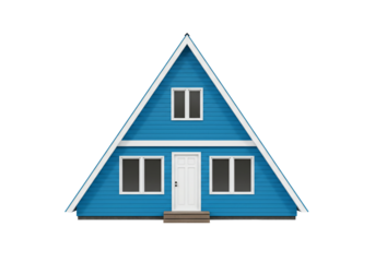 Blue a frame house architectural design illustration