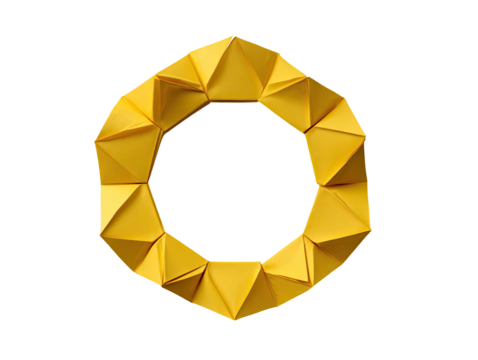 Circular origami frame, gold, geometric