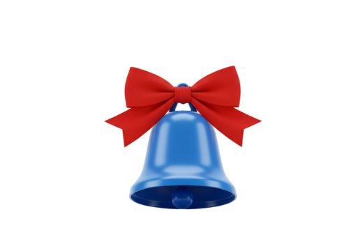 Blue bell with red bow 3 d render transparent background - Powered by Adobe