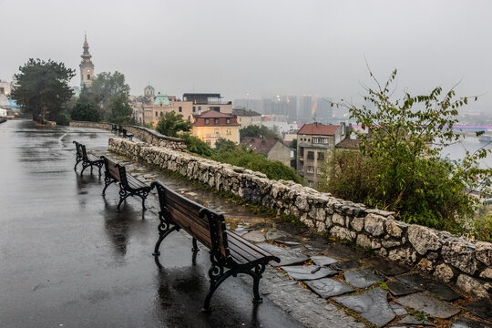Fototapeta View  on Sava river from Belgrade fortress, Serbia