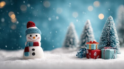 Winter Wonderland Concept Layout Snowman, Christmas Tree, and AAF Elements, Ideal for Seasonal Marketing and Holidaythemed Projects, Invoking a Sense of Magical Tranquility.