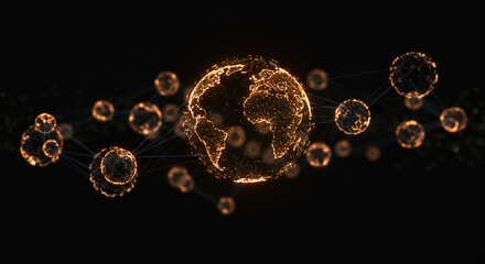 Abstract Digital World Connecting the Globe through Technology. Representing global network and innovation in a digital age