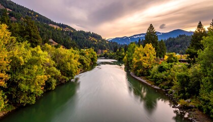 Obraz premium Autumnal river valley vista