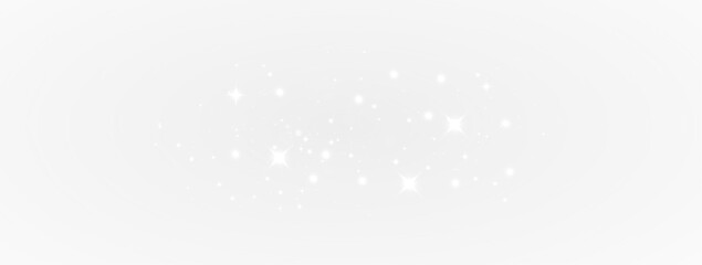 Bright magical dust with white glow, sparkling shiny light, stardust particles, transparent effect on festive background png.
