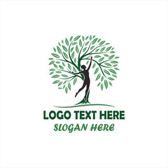 Obraz premium Human Tree Logo – Elegant Nature Wellness and Eco-Friendly Symbol