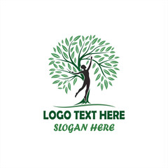 Obraz premium Human Tree Logo – Elegant Nature Wellness and Eco-Friendly Symbol