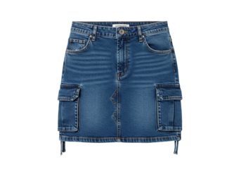 Blue denim cargo skirt fashion apparel clothing item mini skirt pocket detail casual wear womens style trendy outfit female clothing summer fashion