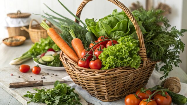 Fresh harvest bounty from local farmers market filled with vibrant vegetables and greens curated for a healthy lifestyle