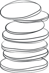 A minimalist outline illustration of stacked stones symbolizing balance and tranquility. Black on transparent background.