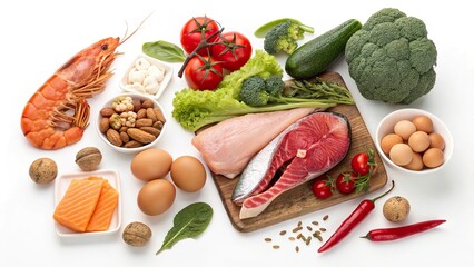 Fresh selection of seafood, vegetables, and protein for a vibrant culinary adventure in a bright kitchen setting