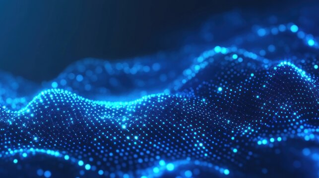 Abstract digital landscape of glowing blue dots