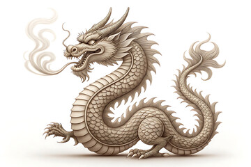 Fototapeta premium Chinese dragon statue on white background isolated