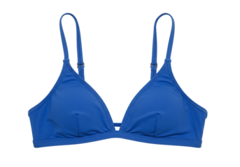 Blue triangle bikini top summer swimwear fashion apparel isolated transparent background