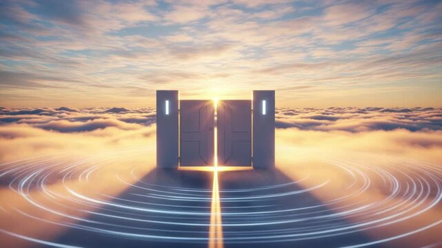 Gateway to transcendence: Journey beyond the clouds toward a radiant future sky