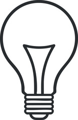 Obraz premium A minimalist outline of a light bulb symbolizing ideas and innovation. Black on transparent background.