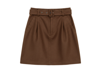 Brown belted mini skirt fashion apparel isolated product photography