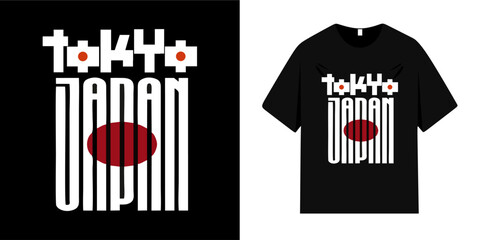 Fototapeta premium Tokyo Japan T-shirt design. Japanese city symbol, unique typographic slogan. Vector illustration for apparel, shirts, sweatshirts, posters, and more.