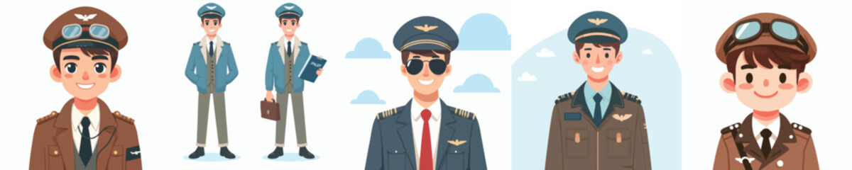vector of cute smiling young man in pilot costume © SembilanKarya