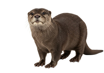 Brown otter on transparent background wildlife animal photography