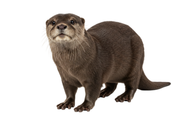 Brown otter on transparent background wildlife animal photography