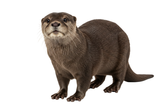 Brown otter on transparent background wildlife animal photography