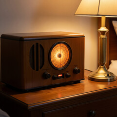 old radio and bedroom lamp