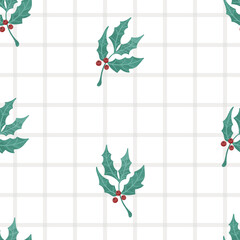 Christmas Seamless pattern with floral branches. Perfect for Christmas paper, fabric and gift designs