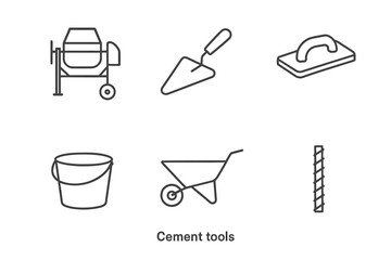 Essential cement tools: mixer, trowel, float, bucket, wheelbarrow, drill