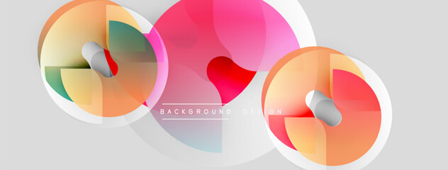 Obraz premium Abstract circles overlap, creating vibrant color blends. Soft gradients, modern design elements, light gray backdrop.