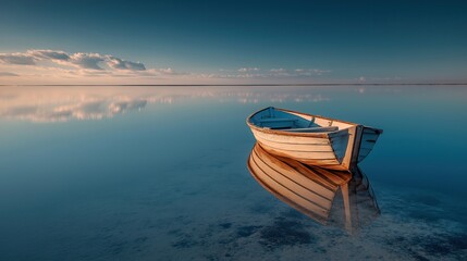 Lone cactus in vast desert with flat horizon.