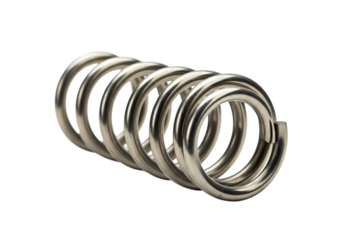 Closeup of a Metal Coil Spring Precision Engineering and Mechanical Design isolated on transparent background