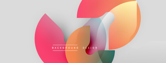 Abstract shapes overlap, creating vibrant color gradients. Minimalist design with text background design centered. Clean, modern aesthetic.