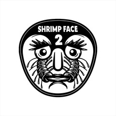 Obraz premium Quirky Shrimp Face Character Design.