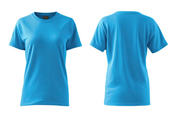Blank light-blue women's t-shirt, front and back views