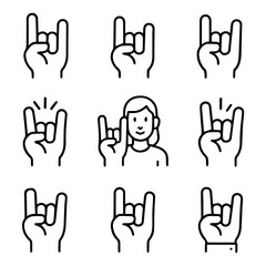 Obraz premium Rock On Hand Gestures with Woman Making Sign of the Horns.