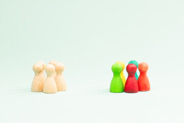 Different opinion, overcome boundary, negotiation, political confrontation, discussion, communication and solution by teamwork, group of people 