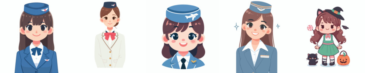 smiling flight attendant girl vector