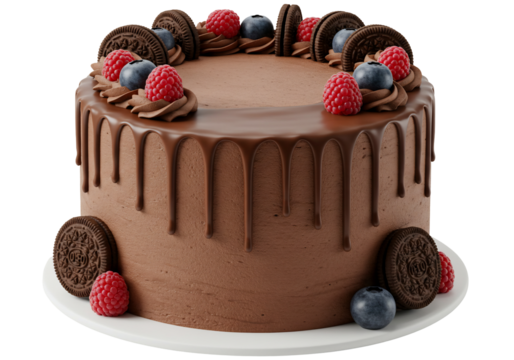 Chocolate cake with berries and cookies delicious dessert image
