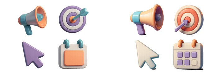 3D icons for marketing, business, and planning concepts