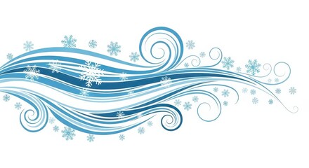Winter Swirls and Snowflakes Vector Background