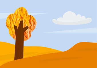 autumn landscape with tree , blue sky