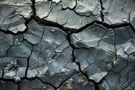 Harsh industrial macro lighting on a graphite electrode surface, showcasing fractured crystalline structure detail and inherent textural noise.