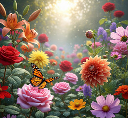flowers and butterflies