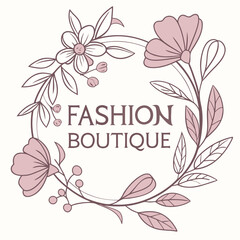 Elegant fashion boutique logo design featuring delicate floral elements and classic typography