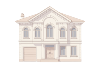 Classical style house exterior facade illustration