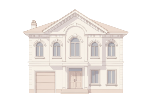Classical style house exterior facade illustration