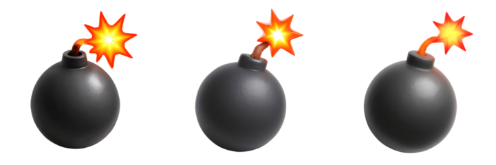 Set For cartoon bombs are ready to explode on transparent background